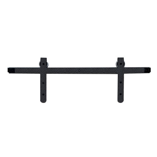 Rough Round End Rolling Barn Door Kit with 5' Track in Black