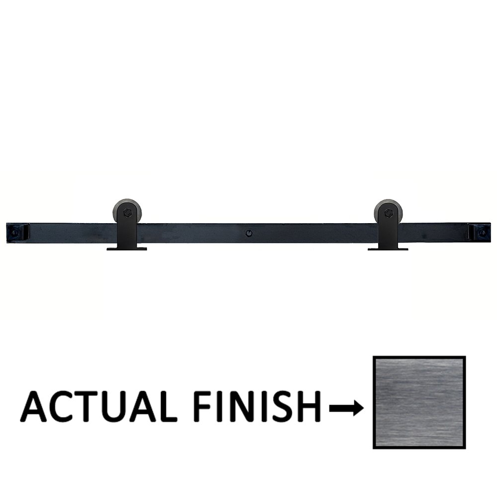 Soft Close Smooth Top Mount Low Profile Barn Door Kit with 7' Track in Stainless Steel