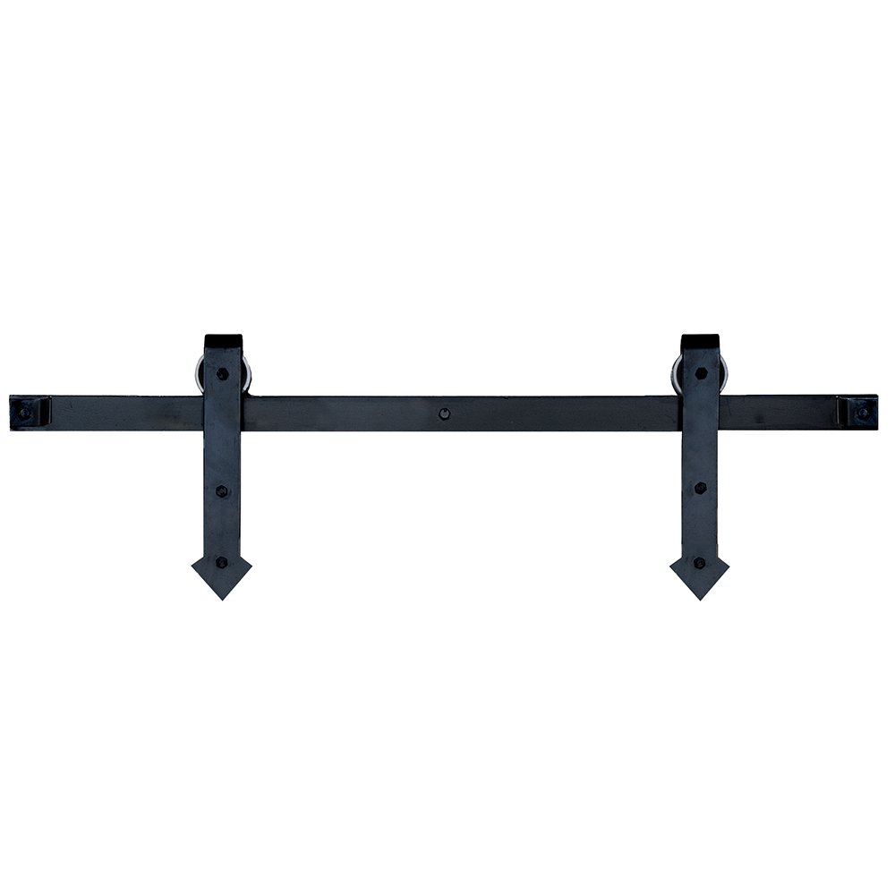 Soft Close Smooth Arrow Strap Barn Door Kit with 8' Track in Black