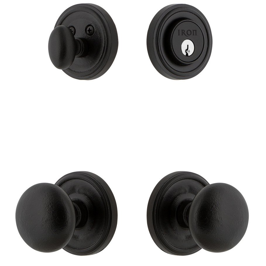 Loch Rosette Combo Pack Keep Knob in Black Iron
