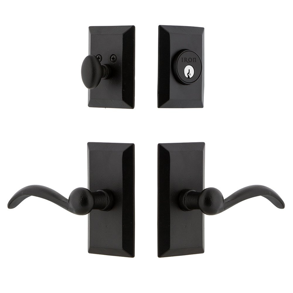Vale Plate Combo Pack Tine Lever in Black Iron