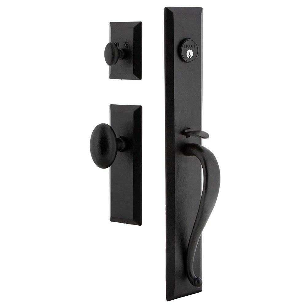 Keep One-Piece Handleset with A Grip with Keep Plate and Aeg Knob in Black Iron