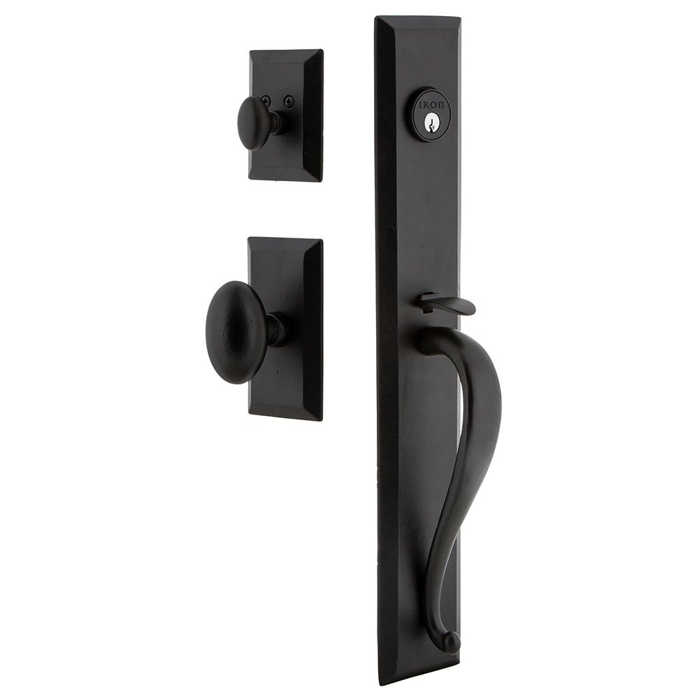 Keep One-Piece Dummy Handleset with A Grip with Vale Plate Aeg Knob in Black Iron