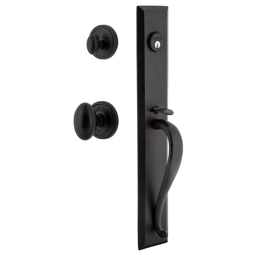 Keep One-Piece Handleset with A Grip with Loch Rosette and Aeg Knob in Black Iron