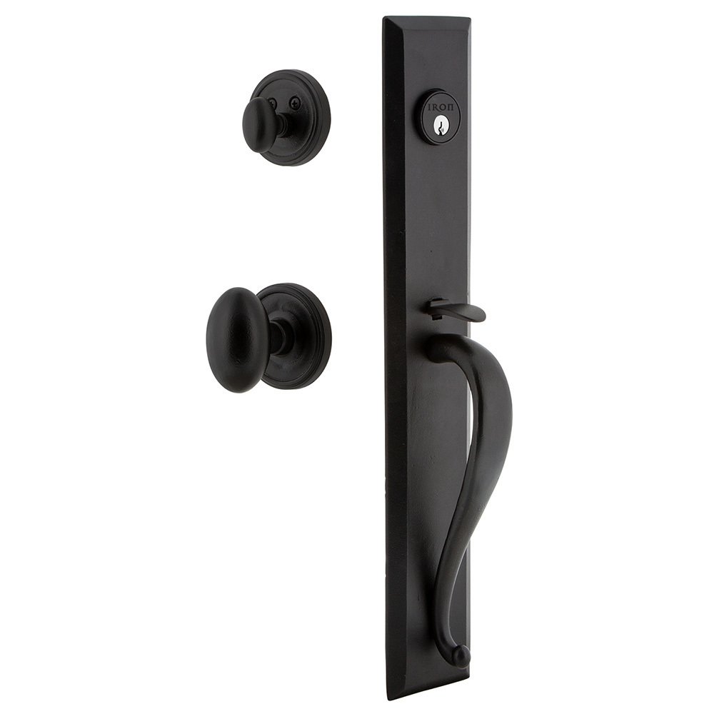 Keep One-Piece Dummy Handleset with A Grip with Loch Rosette and Aeg Knob in Black Iron