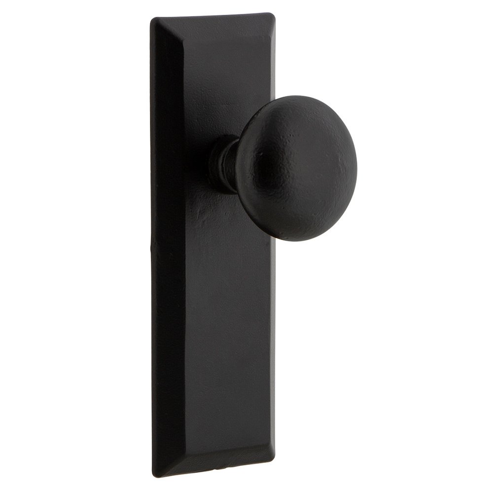 Privacy Keep Plate with Left Handed Aeg Knob in Black Iron