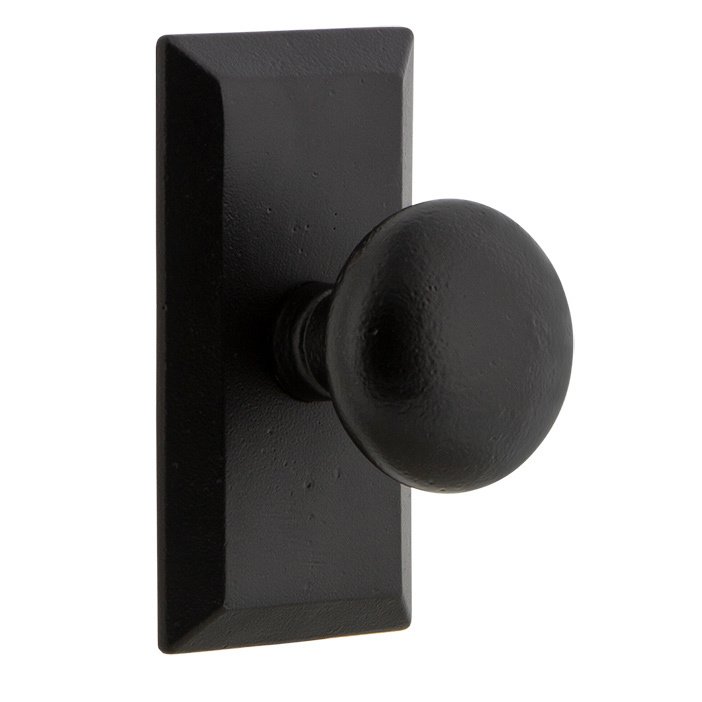 Passage Vale Plate with Keep Knob in Black Iron
