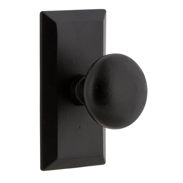 Single Dummy Vale Plate with Keep Knob in Black Iron