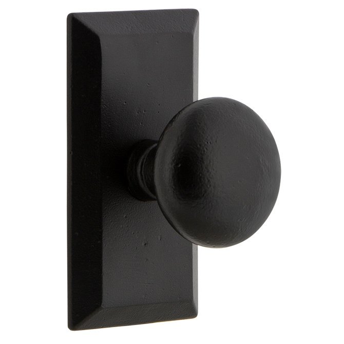 Double Dummy Vale Plate with Keep Knob in Black Iron