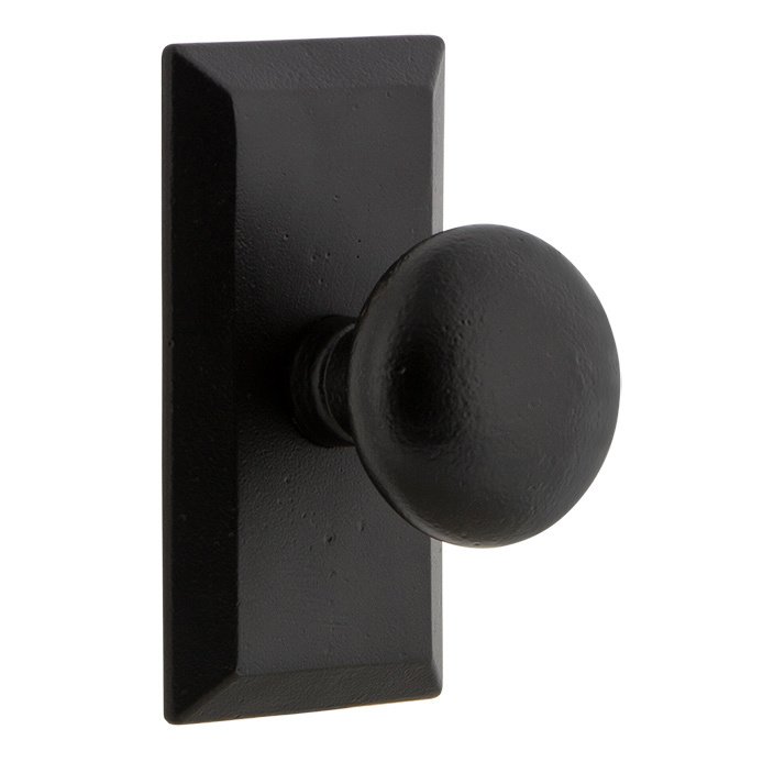 Privacy Vale Plate with Keep Knob in Black Iron