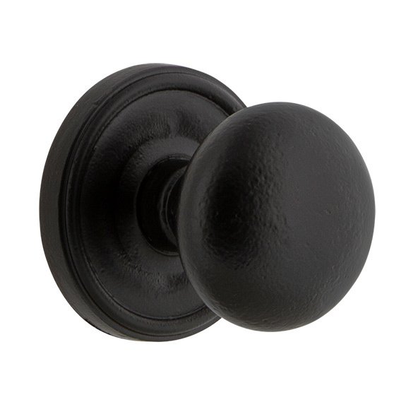 Passage Loch Rosette with Keep Knob in Black Iron