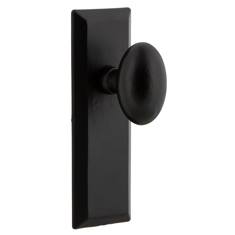 Passage Keep Plate with Aeg Knob in Black Iron