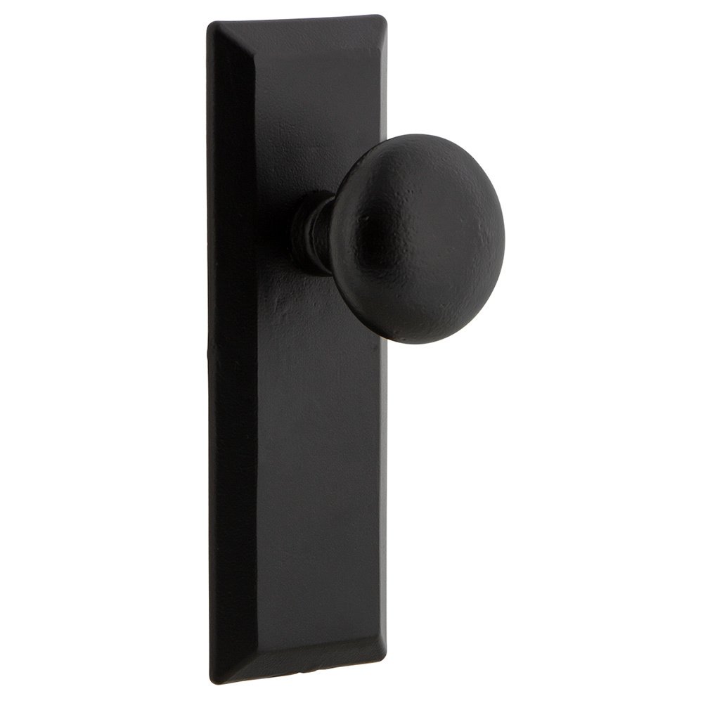 Double Dummy Keep Plate with Keep Knob in Black Iron
