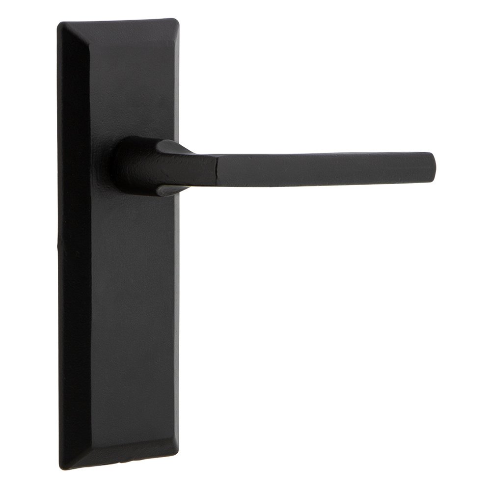 Privacy Keep Plate with Right Handed Dirk Lever in Black Iron