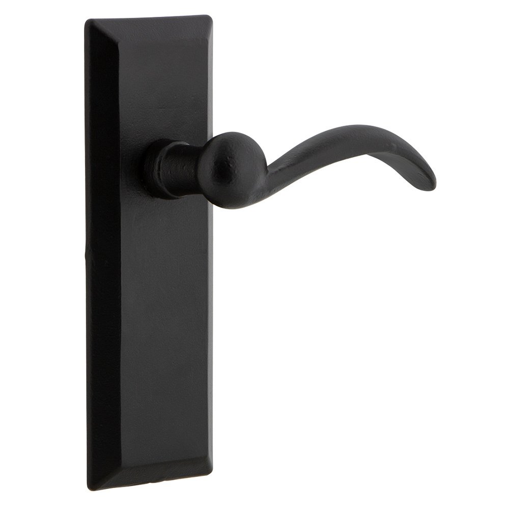 Passage Keep Plate with Right Handed Tine Lever in Black Iron