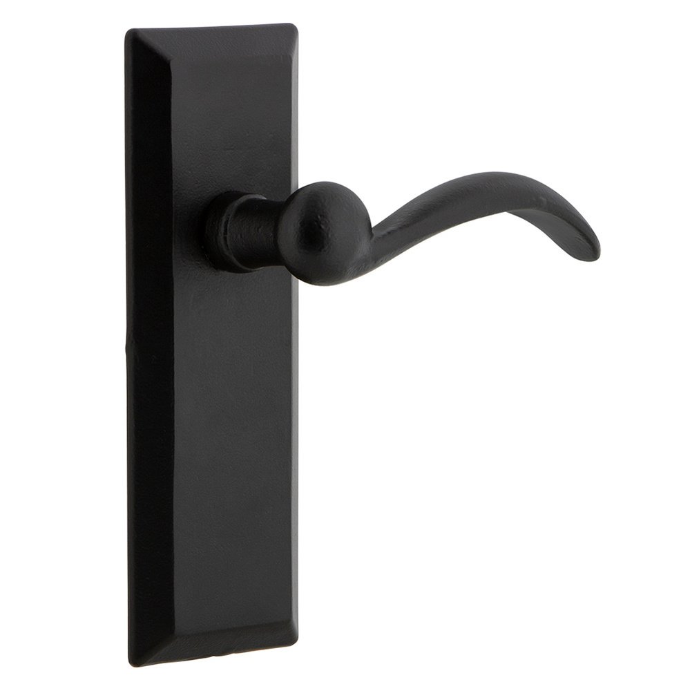Passage Keep Plate with Right Handed Tine Lever in Black Iron