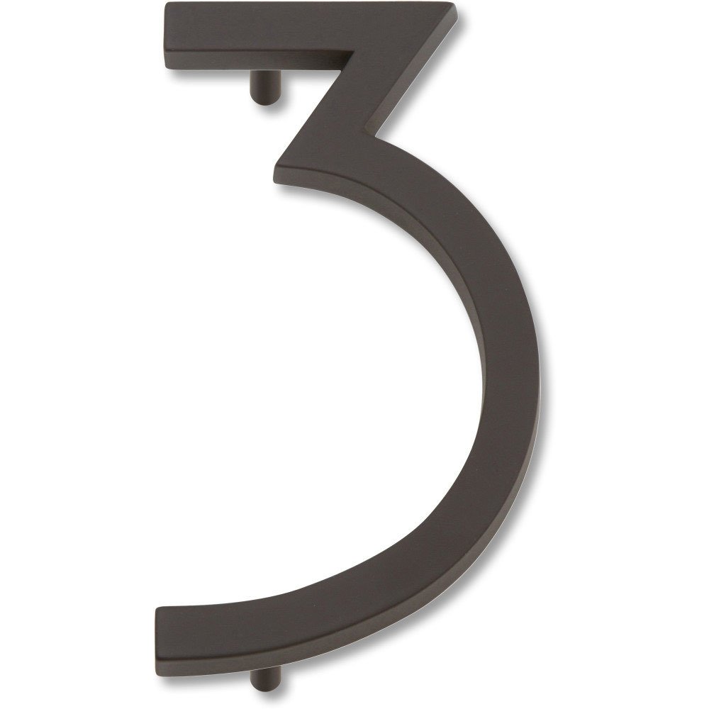 Modern #3 House Number in Aged Bronze