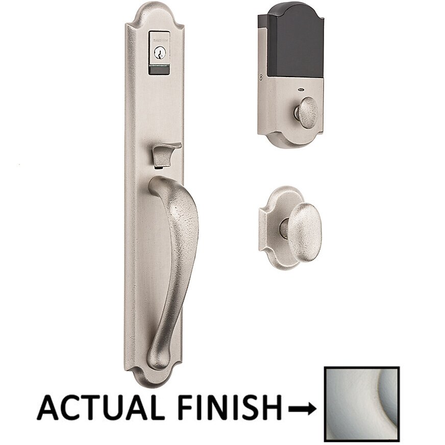 Evolved Single Cylinder Bluetooth Handleset with Oval Knob in Lifetime Pvd Satin Nickel