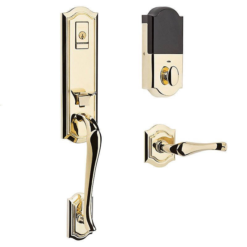 Evolved Single Cylinder Bluetooth Handleset With Left Handed Interior Lever in Lifetime Pvd Polished Brass