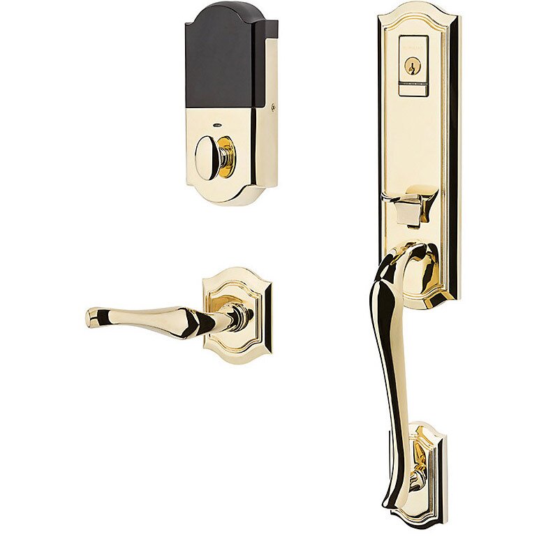 Evolved Single Cylinder Bluetooth Handleset With Right Handed Interior Lever in Lifetime Pvd Polished Brass