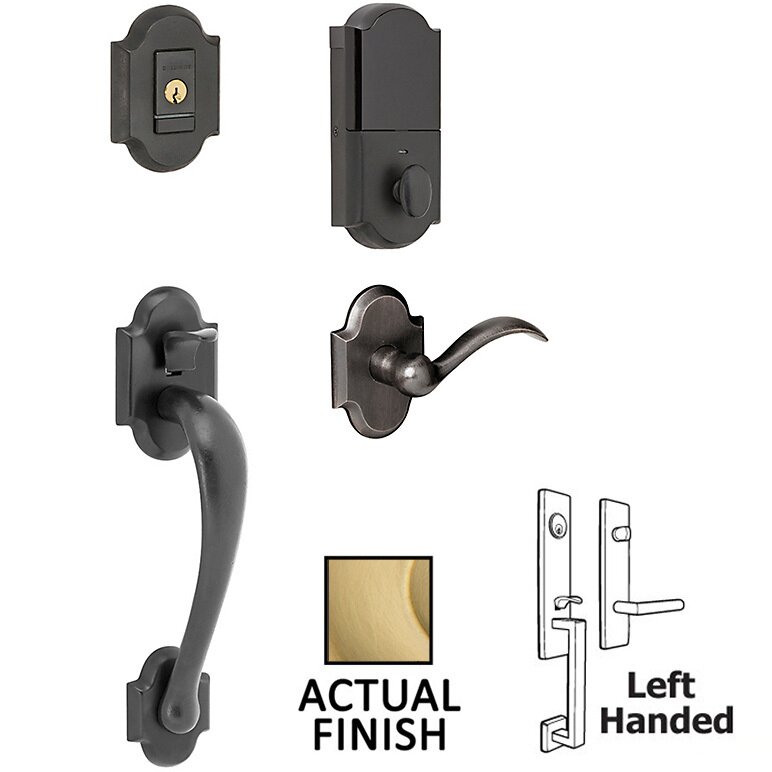 Evolved Sectional Single Cylinder Bluetooth Handleset With Left Handed Interior Lever in PVD Lifetime Satin Brass