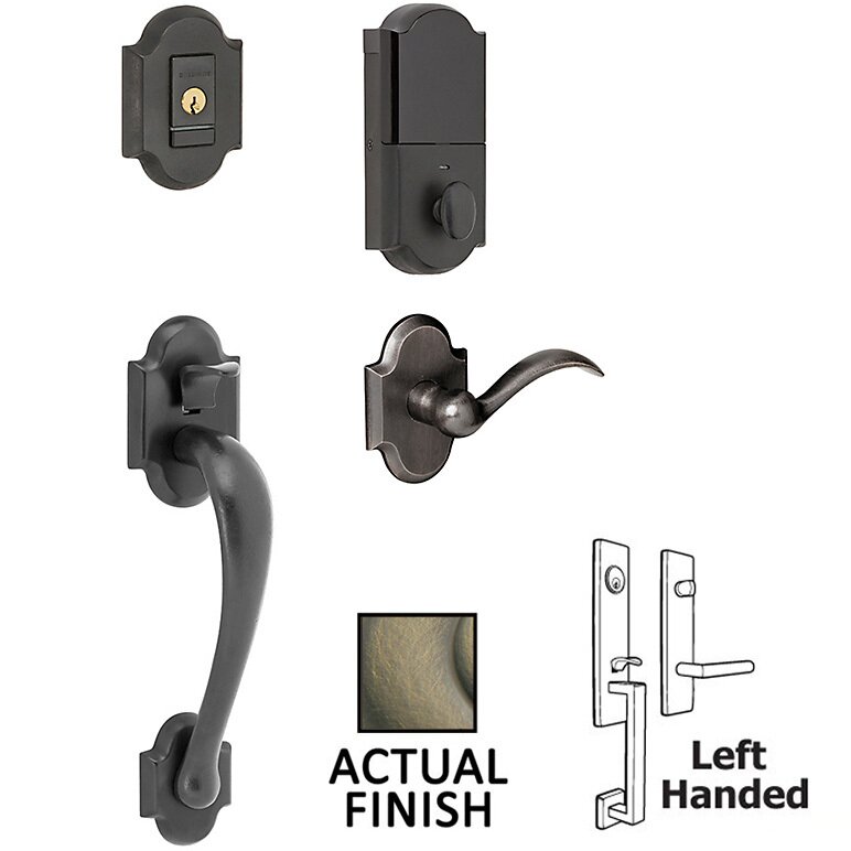 Evolved Sectional Single Cylinder Bluetooth Handleset With Left Handed Interior Lever in Satin Brass & Black