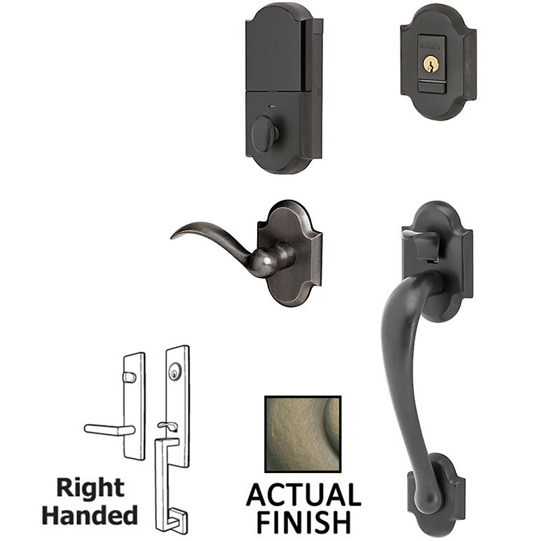 Evolved Sectional Single Cylinder Bluetooth Handleset With Right Handed Interior Lever in Satin Brass & Black
