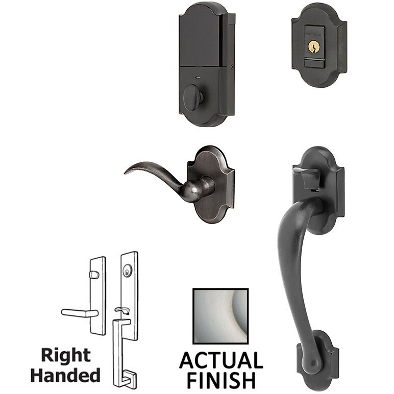 Evolved Sectional Single Cylinder Bluetooth Handleset With Right Handed Interior Lever in Lifetime Pvd Satin Nickel