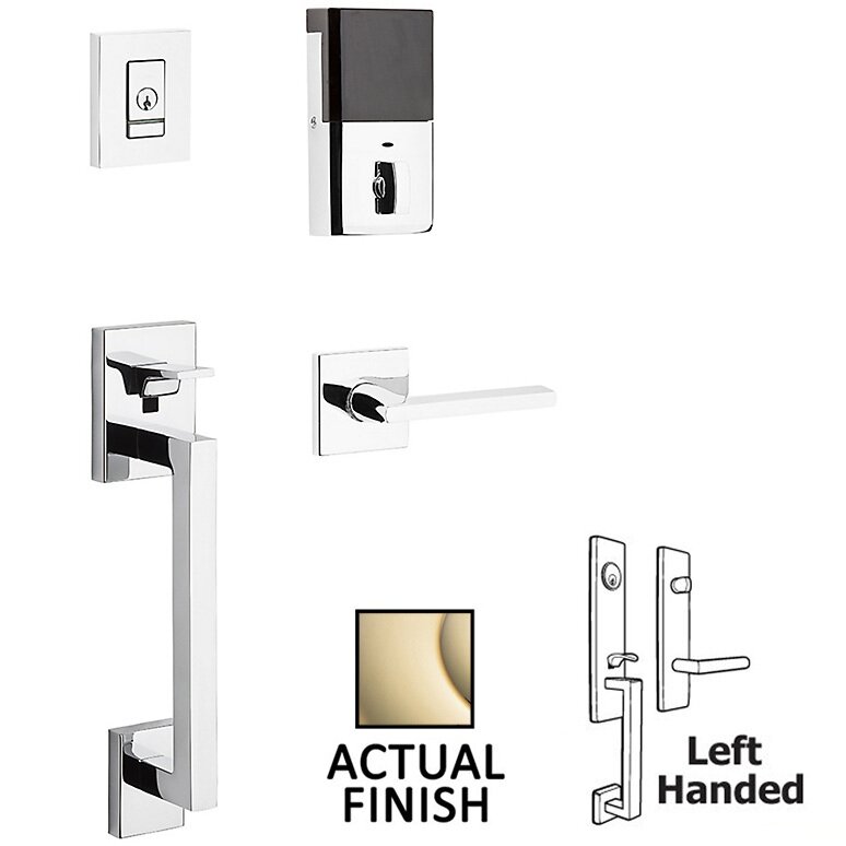 Evolved Sectional Single Cylinder Bluetooth Handleset With Left Handed Interior Lever in Lifetime Pvd Polished Brass
