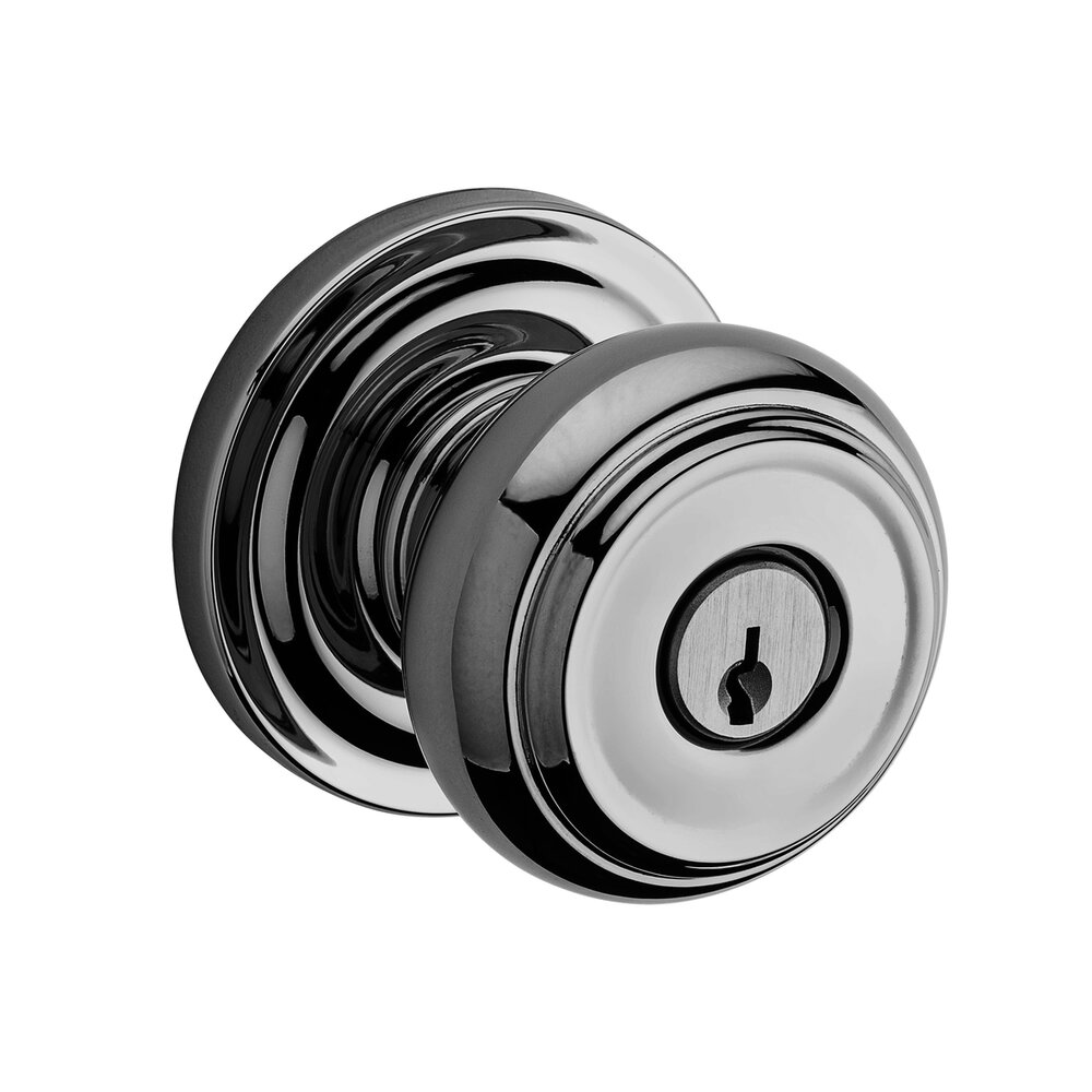 Keyed Entry Door Knob with Round Rose in Polished Chrome