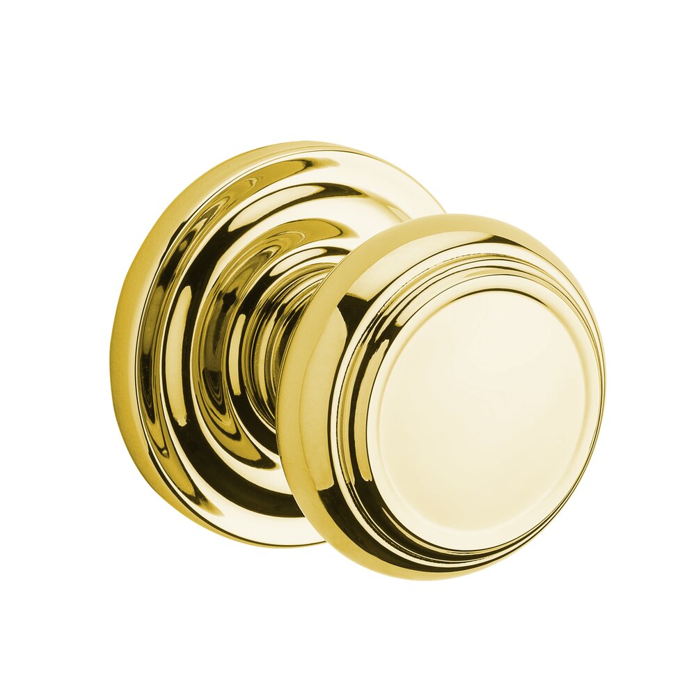 Full Dummy Door Knob with Round Rose in Polished Brass
