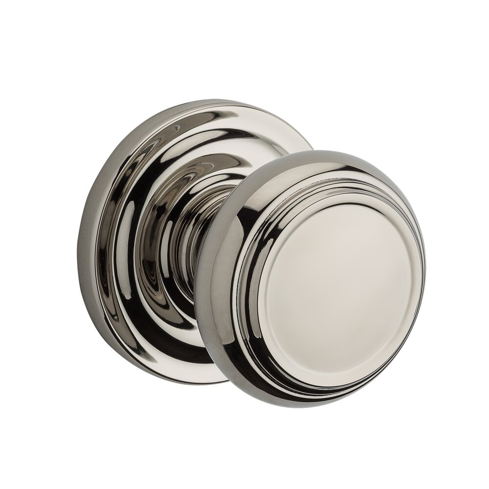 Full Dummy Door Knob with Round Rose in Lifetime Pvd Polished Nickel