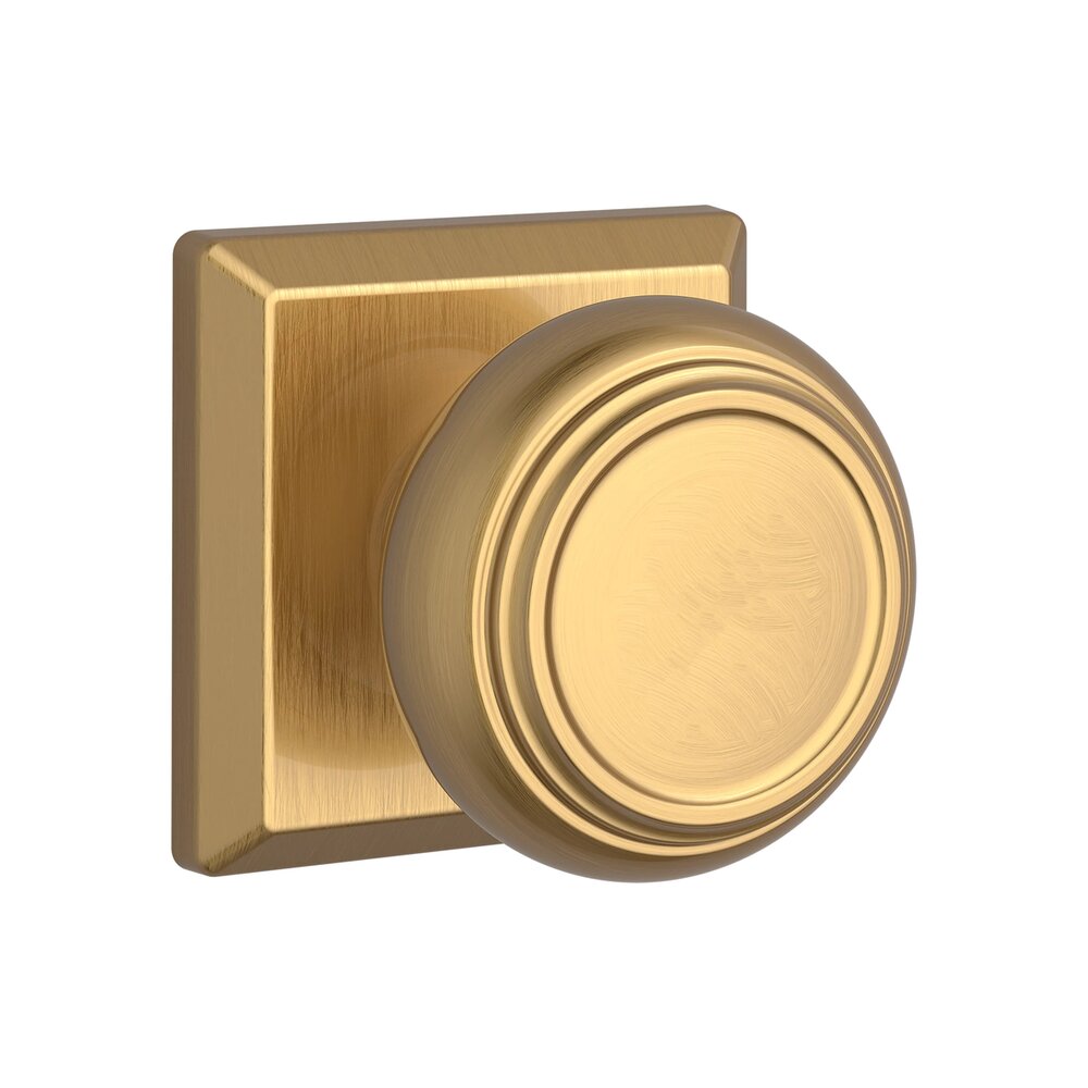 Full Dummy Door Knob with Square Rose in PVD Lifetime Satin Brass