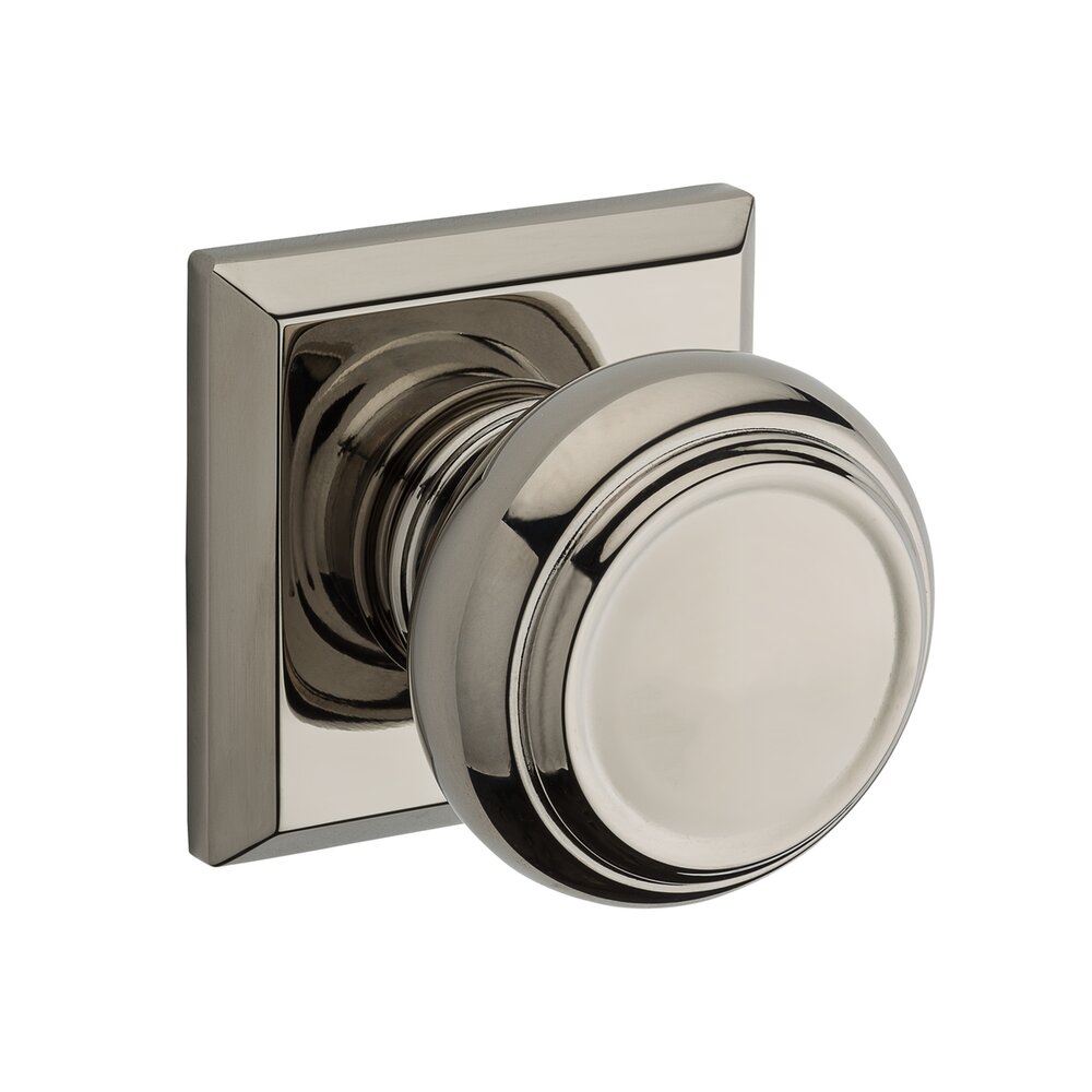 Passage Door Knob with Square Rose in Lifetime Pvd Polished Nickel