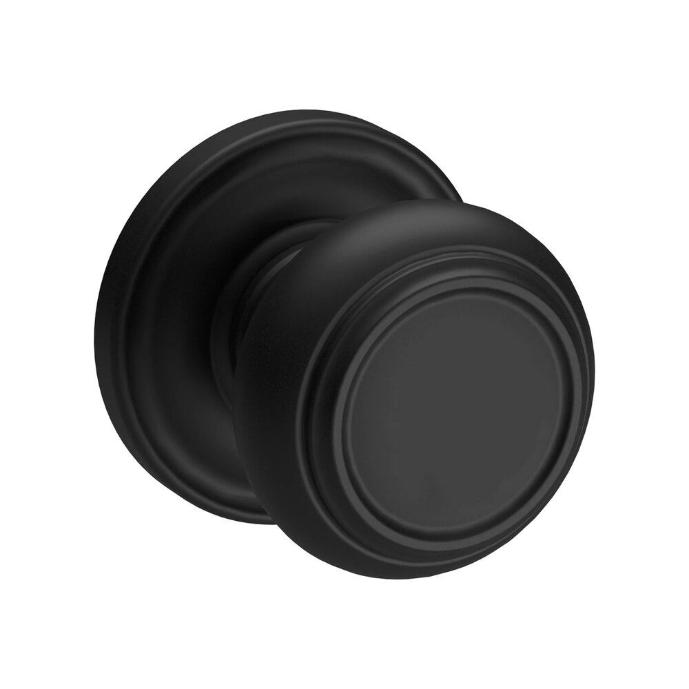 Privacy Door Knob with Round Rose in Satin Black