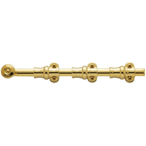 12" Ornamental Heavy Duty Surface Bolt in Unlacquered Brass