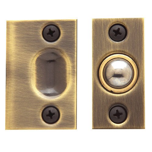 Adjustable Ball Catch (Fitted in Door) in Satin Brass & Brown