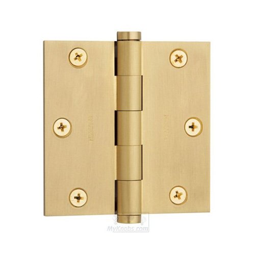3" x 3" Square Corner Door Hinge in PVD Lifetime Satin Brass (Sold Individually)