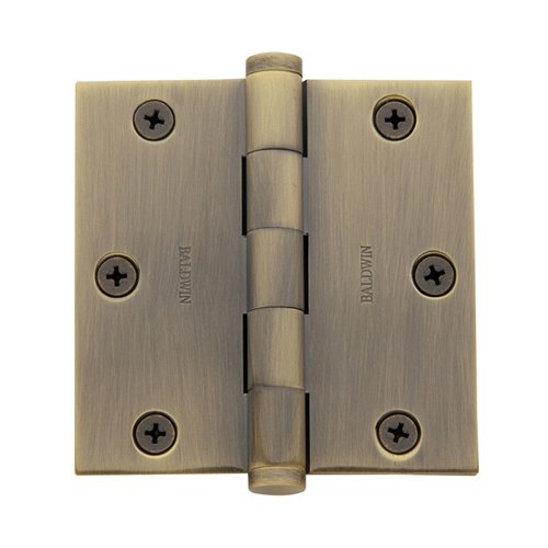 3 1/2" x 3 1/2" Square Corner Door Hinge with Non Removable Pin in Satin Brass & Black
