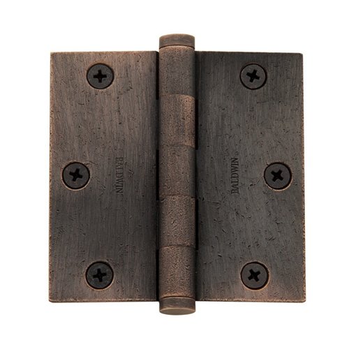 3 1/2" x 3 1/2" Square Corner Door Hinge with Non Removable Pin in Distressed Oil Rubbed Bronze