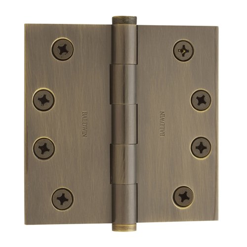 4" x 4" Square Corner Door Hinge with Non Removable Pin in Satin Brass & Black (Sold Individually)