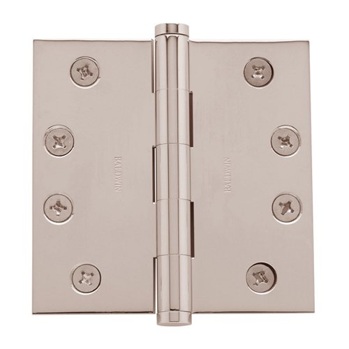 4" x 4" Square Corner Door Hinge with Non Removable Pin in Lifetime PVD Polished Nickel (Sold Individually)