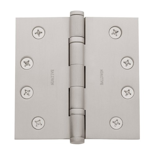 4" x 4" Square Corner Door Hinge with Non Removable Pin in Lifetime PVD Satin Nickel (Sold Individually)