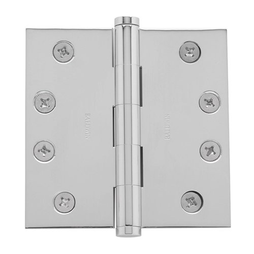 4" x 4" Square Corner Door Hinge with Non Removable Pin in Polished Chrome (Sold Individually)