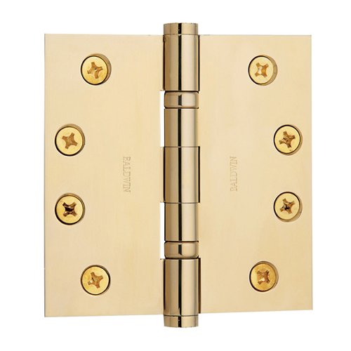 4" x 4" Ball Bearing Square Corner Door Hinge in Lifetime PVD Polished Brass (Sold Individually)