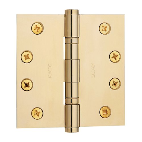 4" x 4" Ball Bearing Square Corner Door Hinge with Non Removable Pin in Unlacquered Brass (Sold Individually)