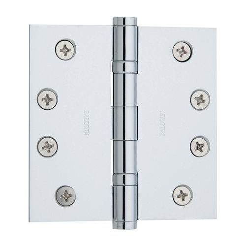 4" x 4" Ball Bearing Square Corner Door Hinge with Non Removable Pin in Polished Chrome (Sold Individually)