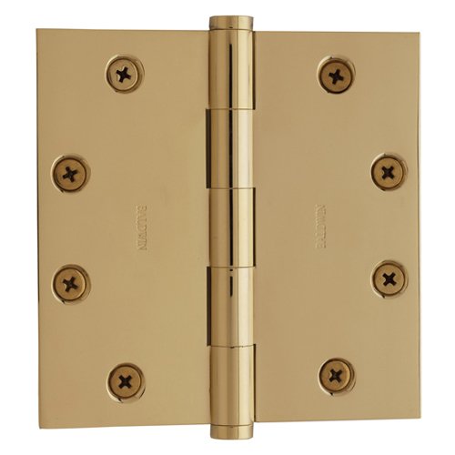 4 1/2" x 4 1/2" Square Corner Door Hinge with Non Removable Pin in Lifetime PVD Polished Brass (Sold Individually)