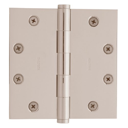 4 1/2" x 4 1/2" Square Corner Door Hinge with Non Removable Pin in Lifetime PVD Polished Nickel