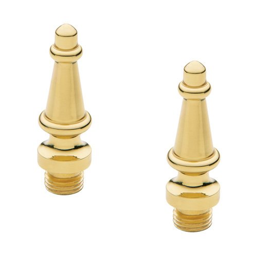 Steeple Tip Door Hinge Finial for Round Corner Hinges (Sold as a Pair) in Unlacquered Brass